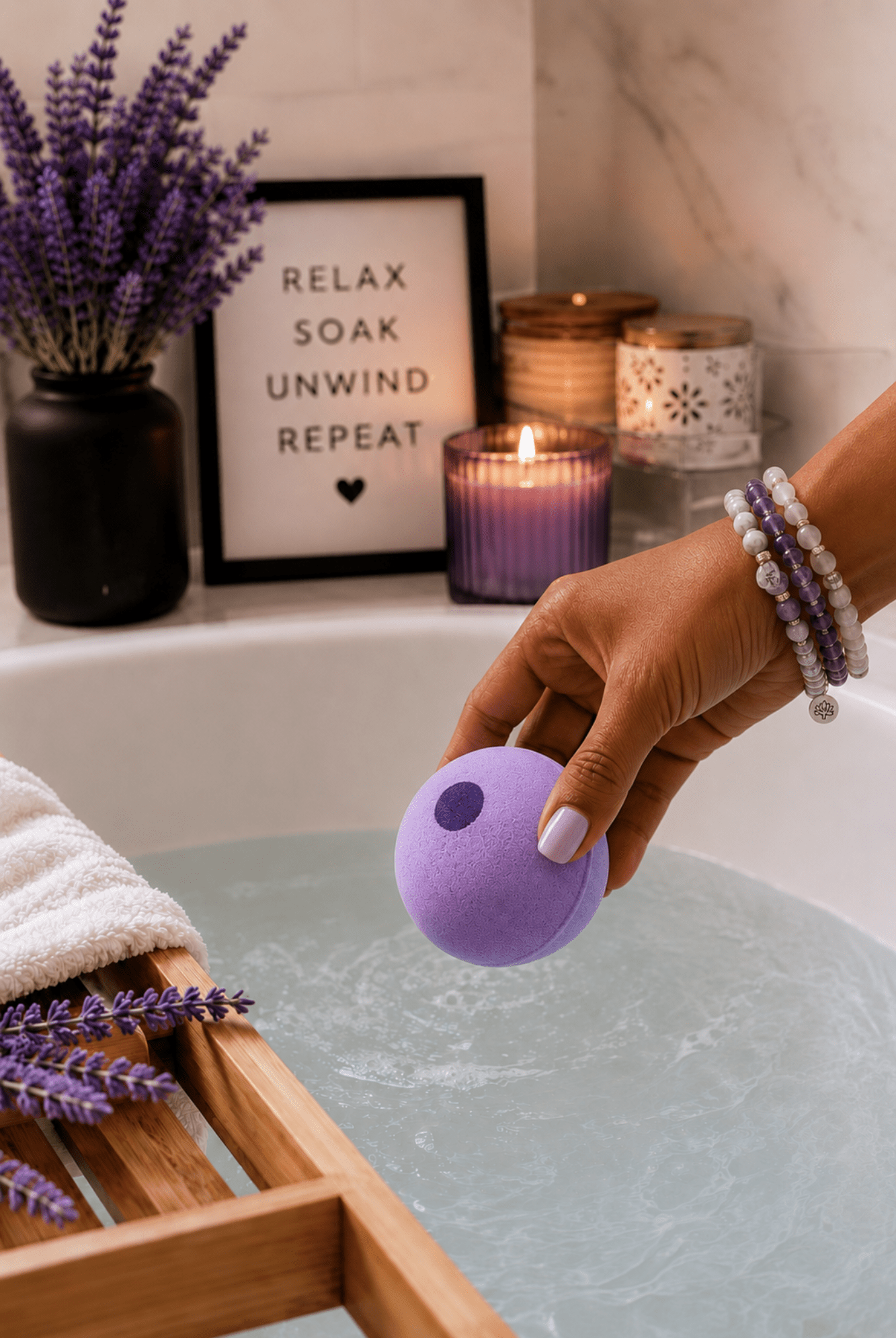 Amethyst Crystal Lavender Bath Bomb - Adorned Rebel