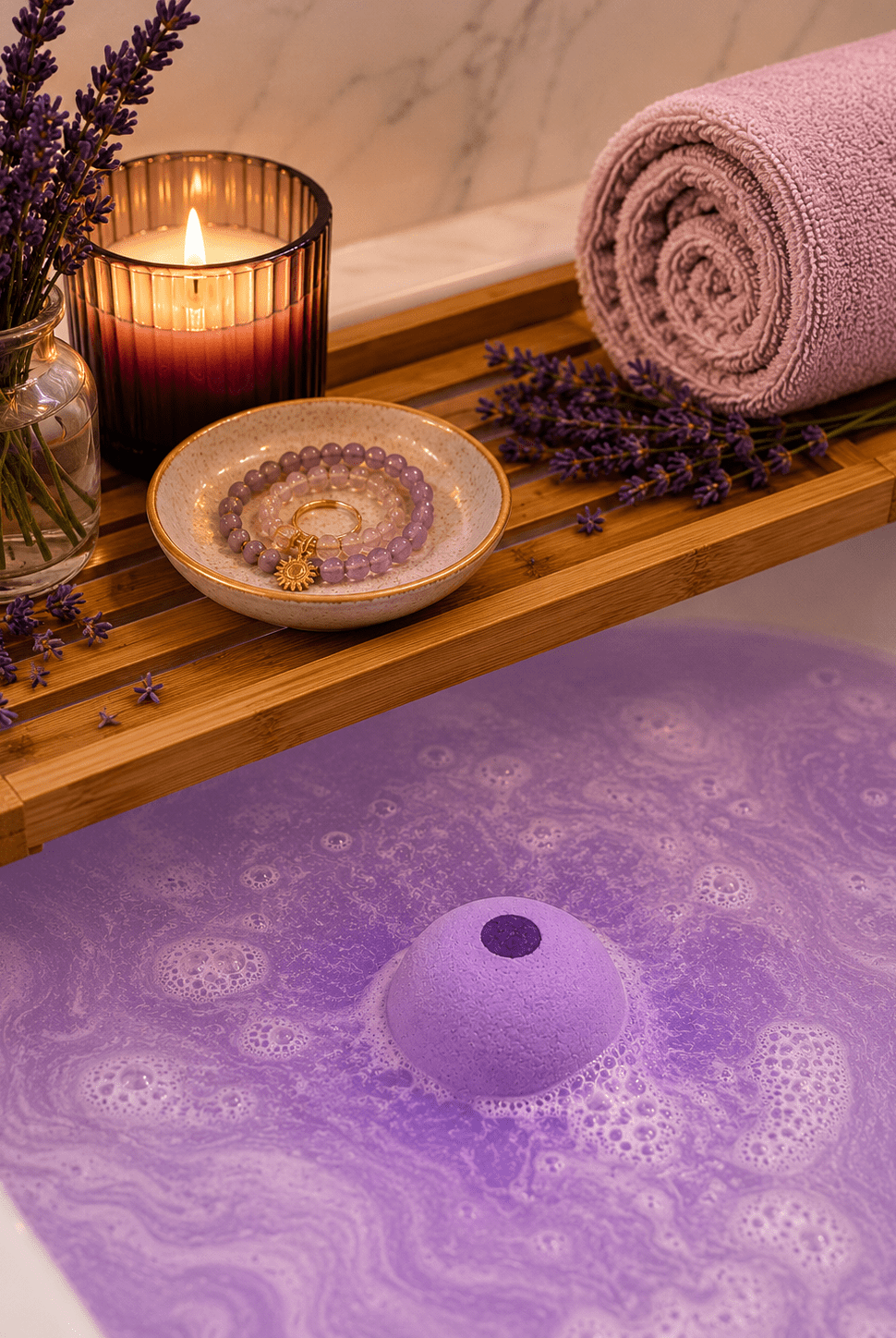 Amethyst Crystal Lavender Bath Bomb - Adorned Rebel