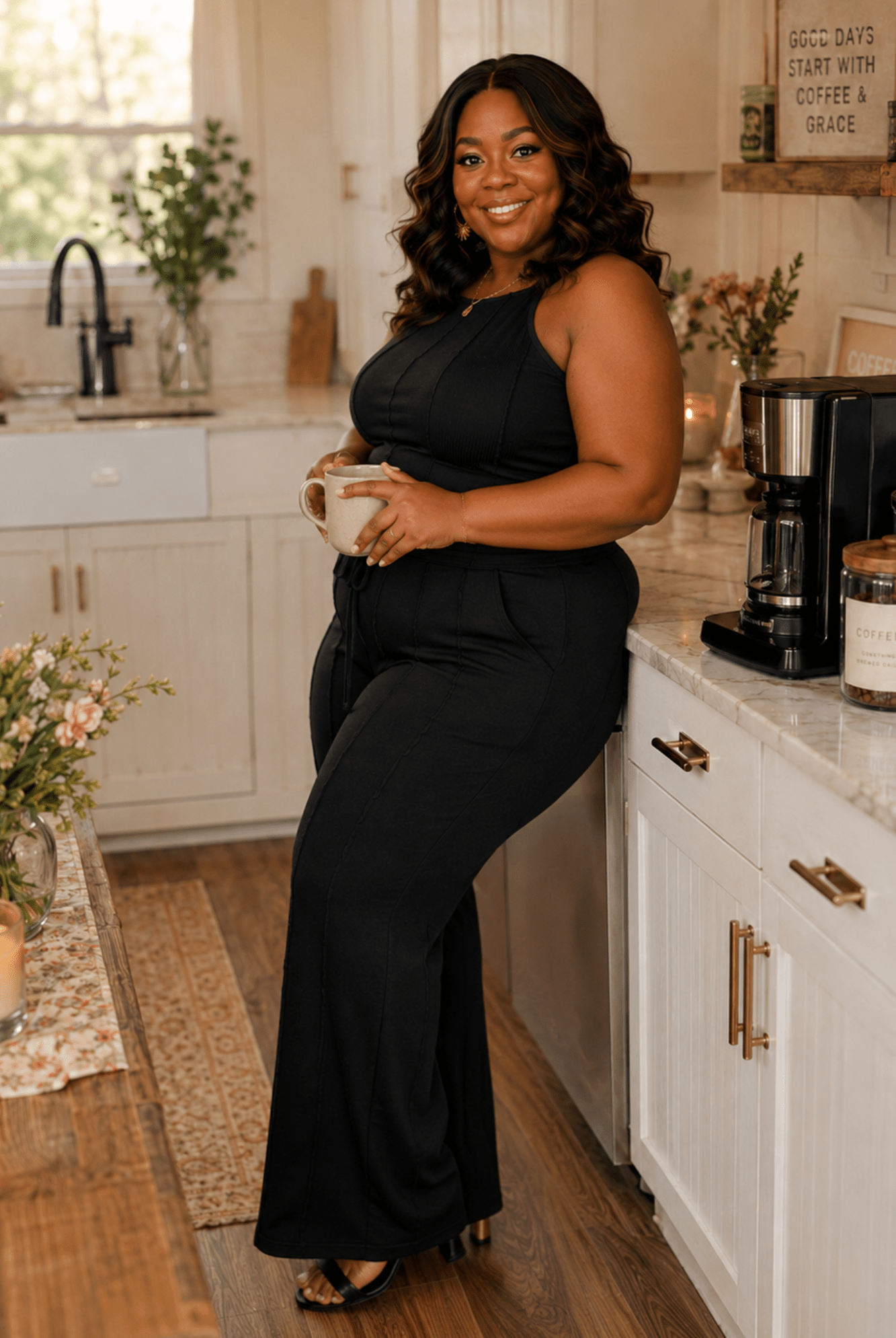 Black Two Piece Pin Tuck Lounge Set - Adorned Rebel