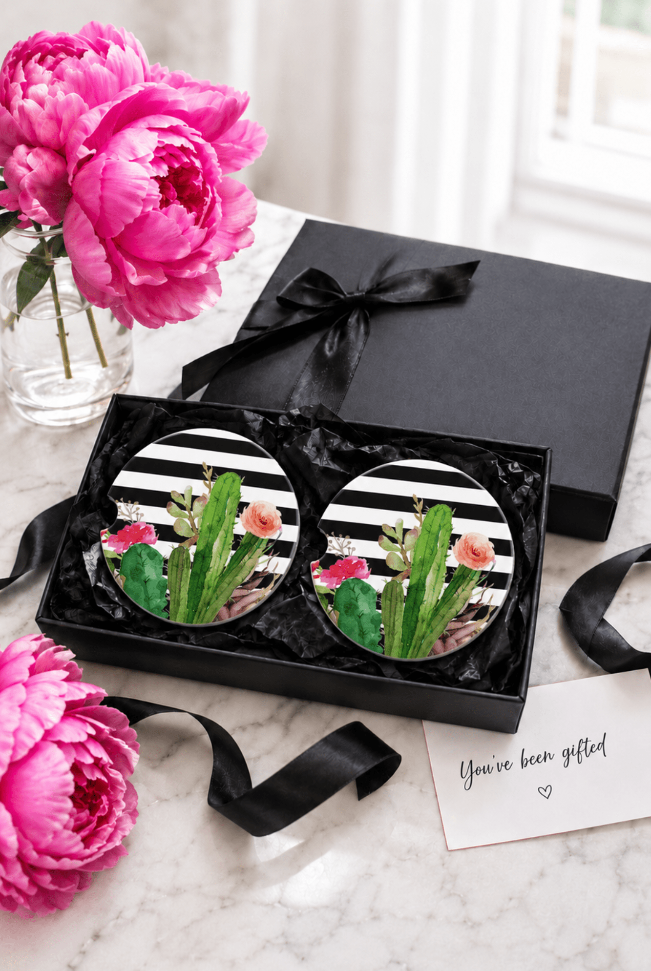 Desert Bloom Car Coasters - Adorned Rebel