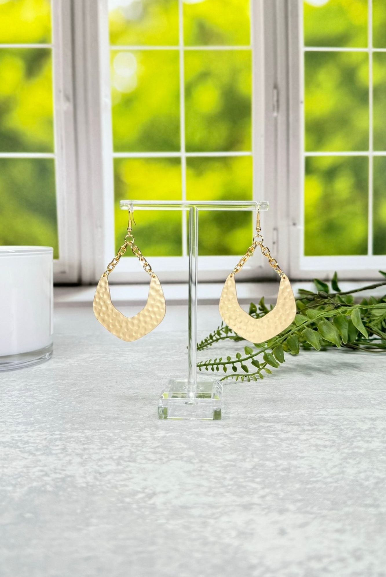 Gold Link Hammered Earrings - Adorned Rebel