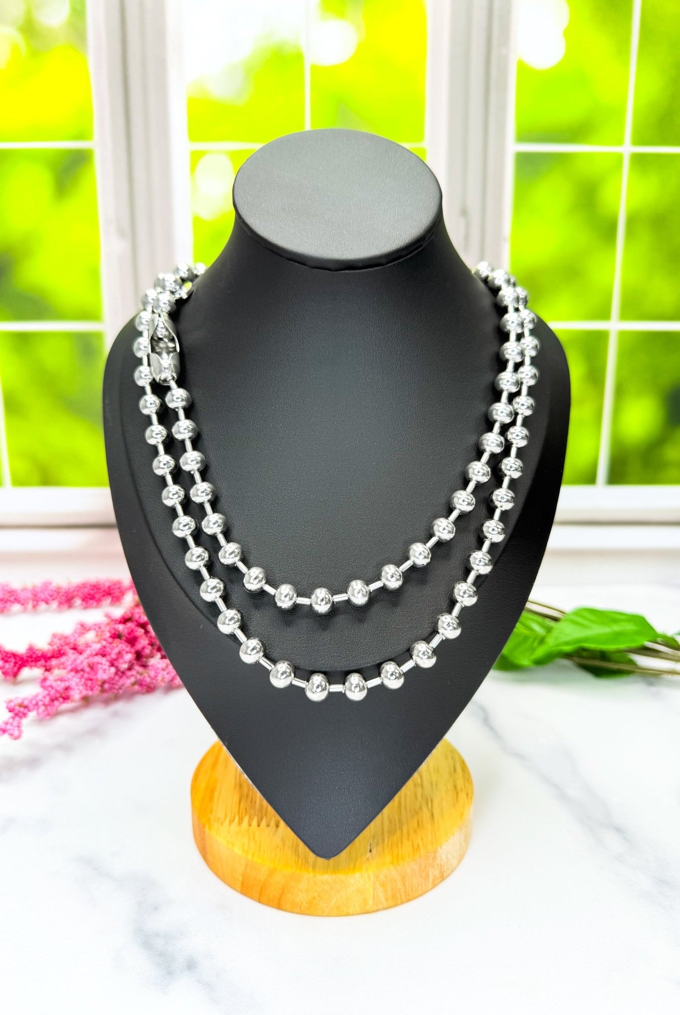 Silver Ball & Chain Necklace - Adorned Rebel