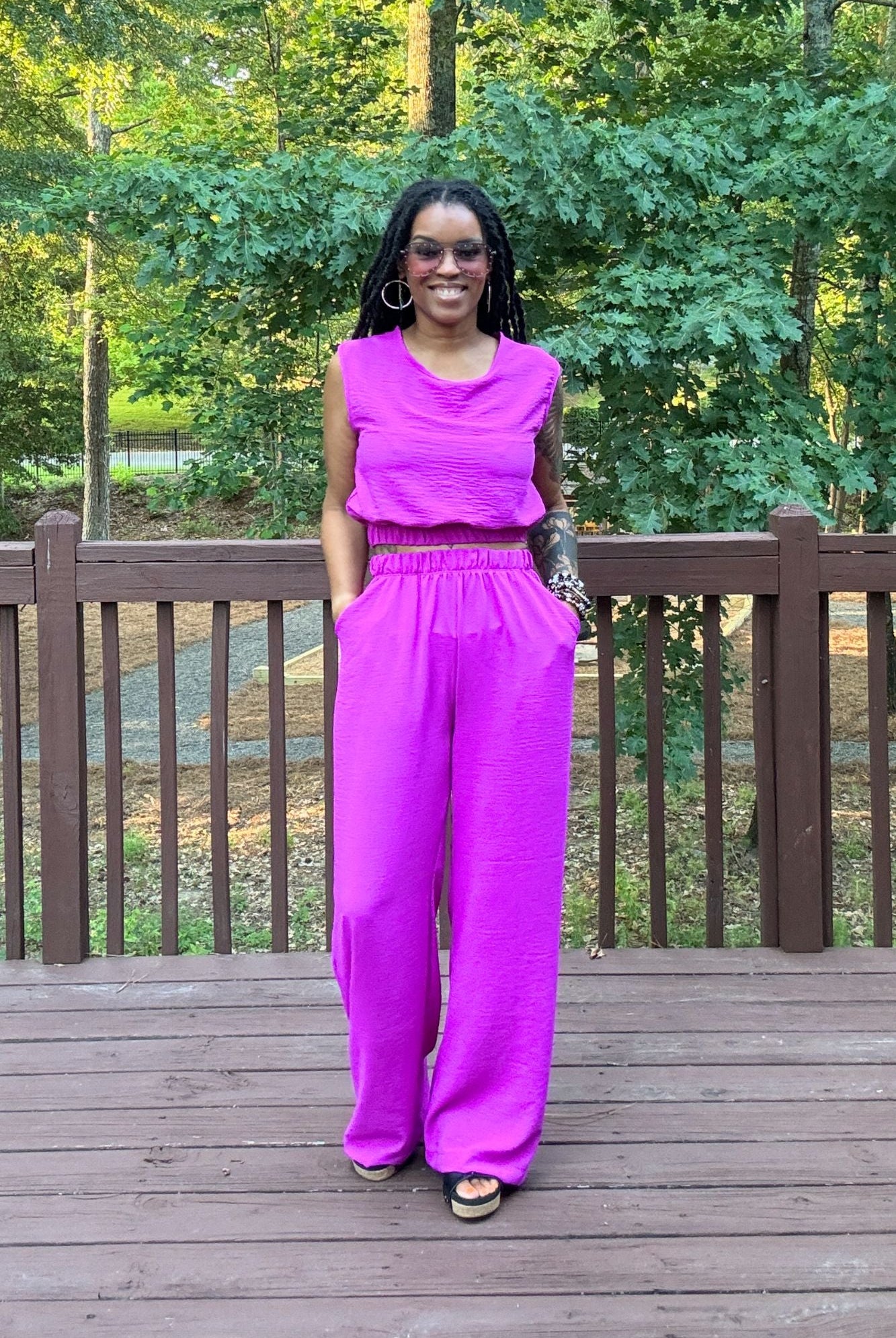 Taylor Pant Set | Fuchsia - Adorned Rebel