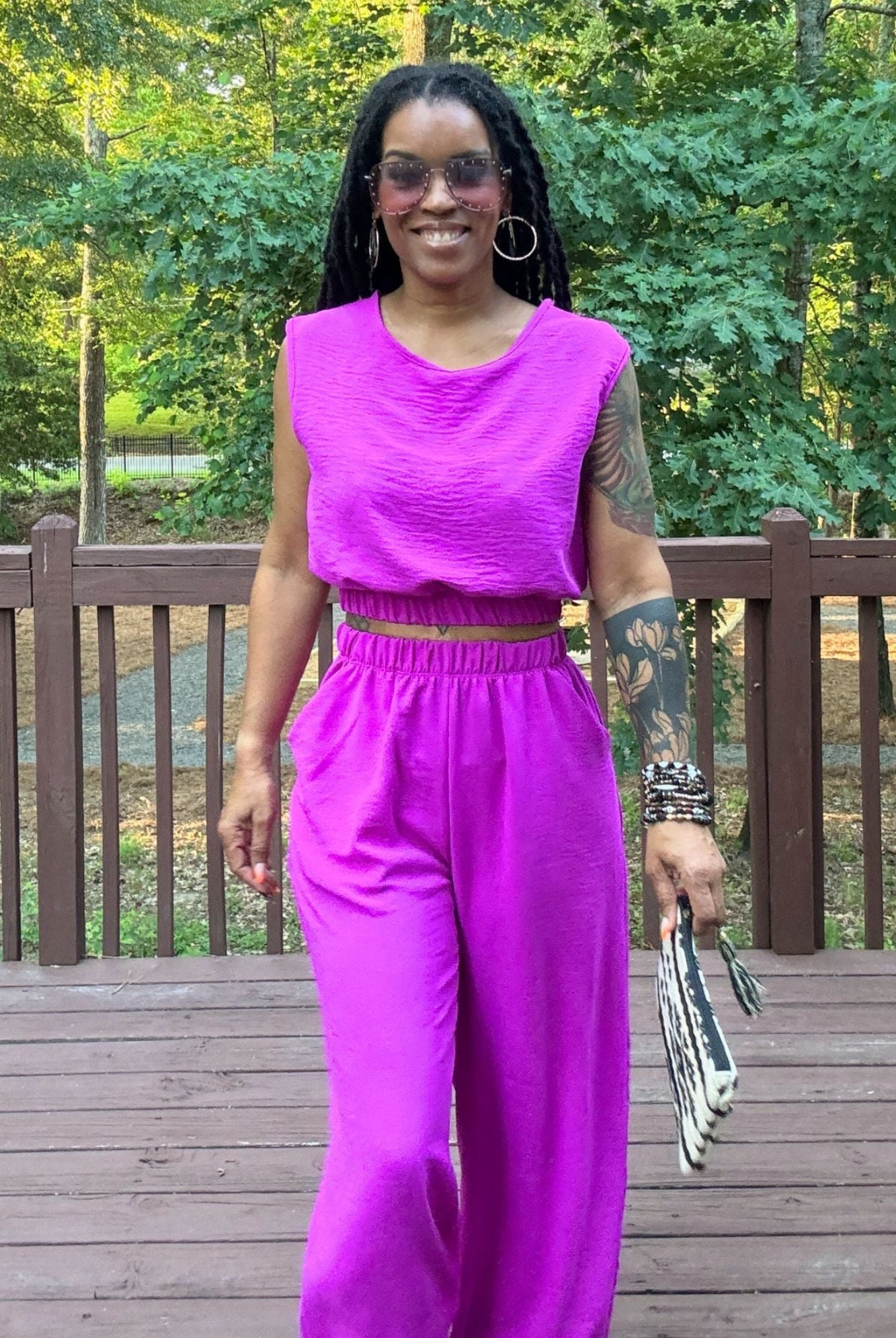Taylor Pant Set | Fuchsia - Adorned Rebel
