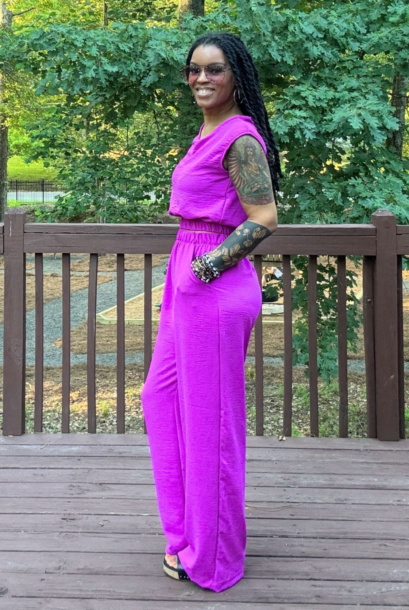 Taylor Pant Set | Fuchsia - Adorned Rebel