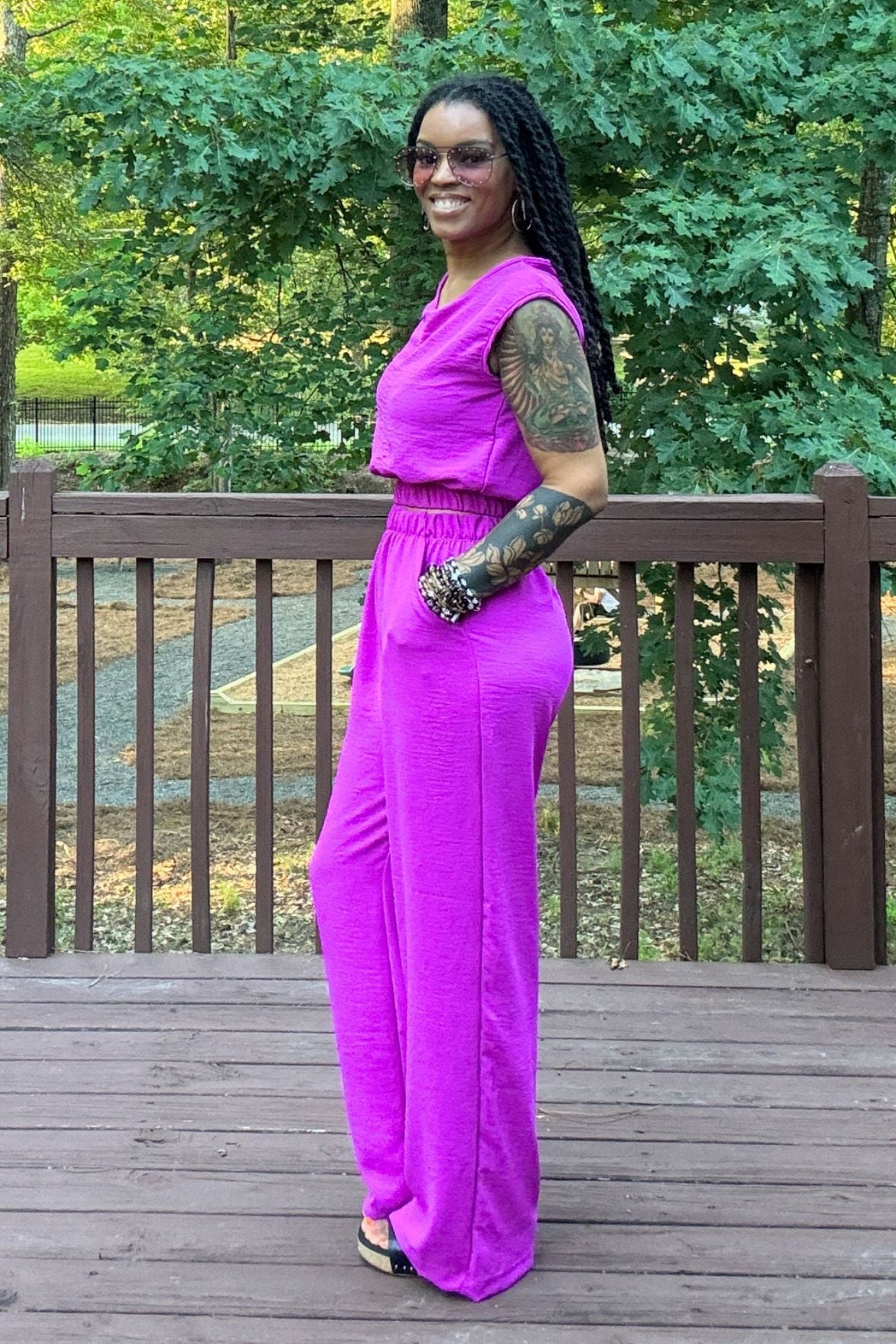 Taylor Pant Set | Fuchsia - Adorned Rebel