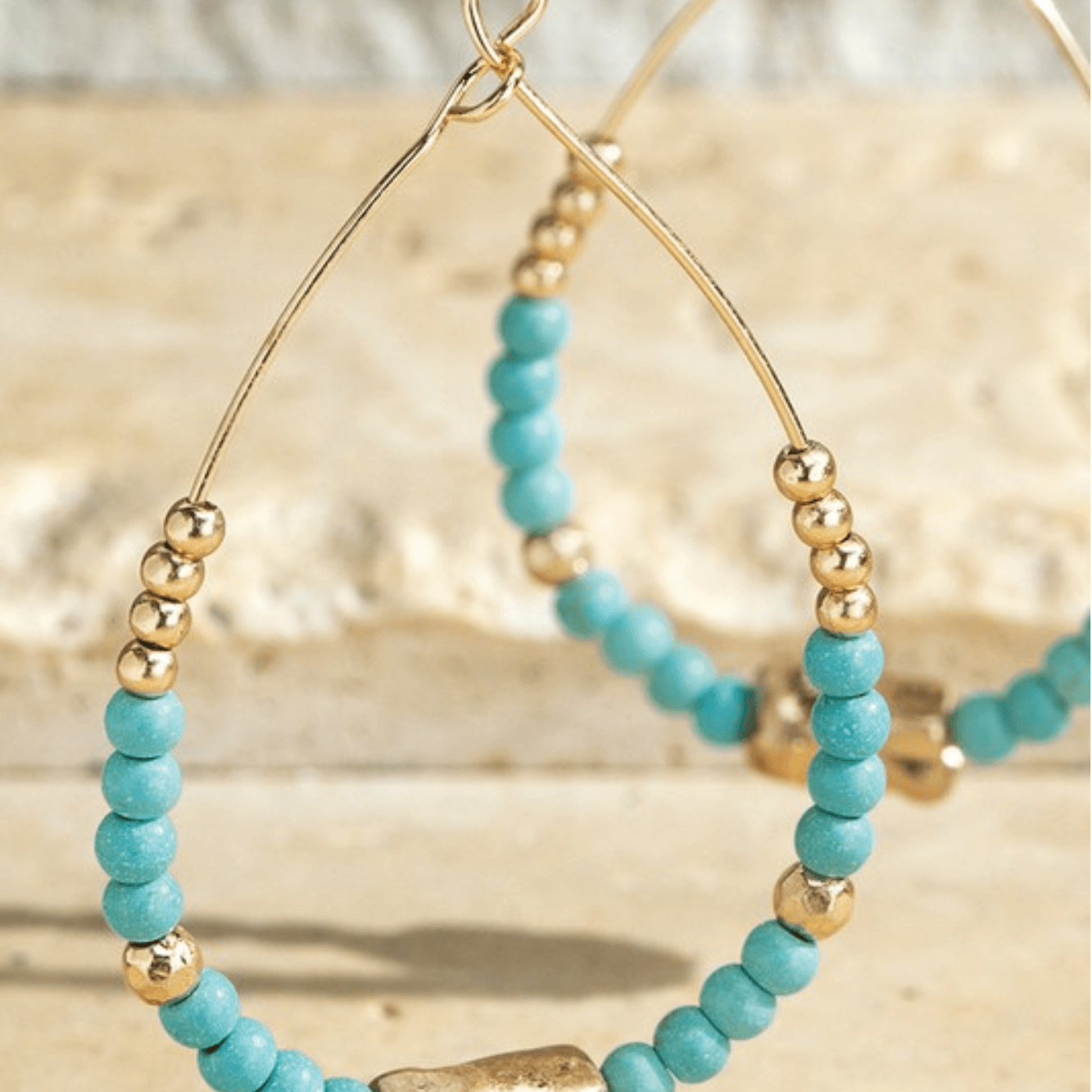 Beaded Stone Tear Drop Earrings - Two Elevens Boutique