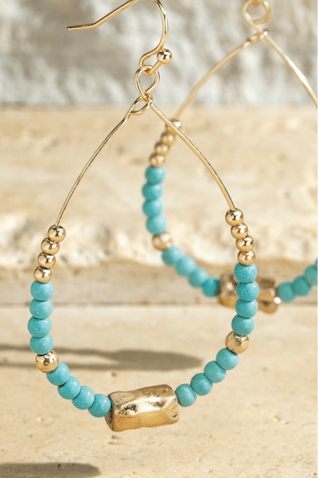 Beaded Stone Tear Drop Earrings - Two Elevens Boutique