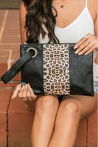 Black Leopard Color Block Clutch - Two Elevens Boutique