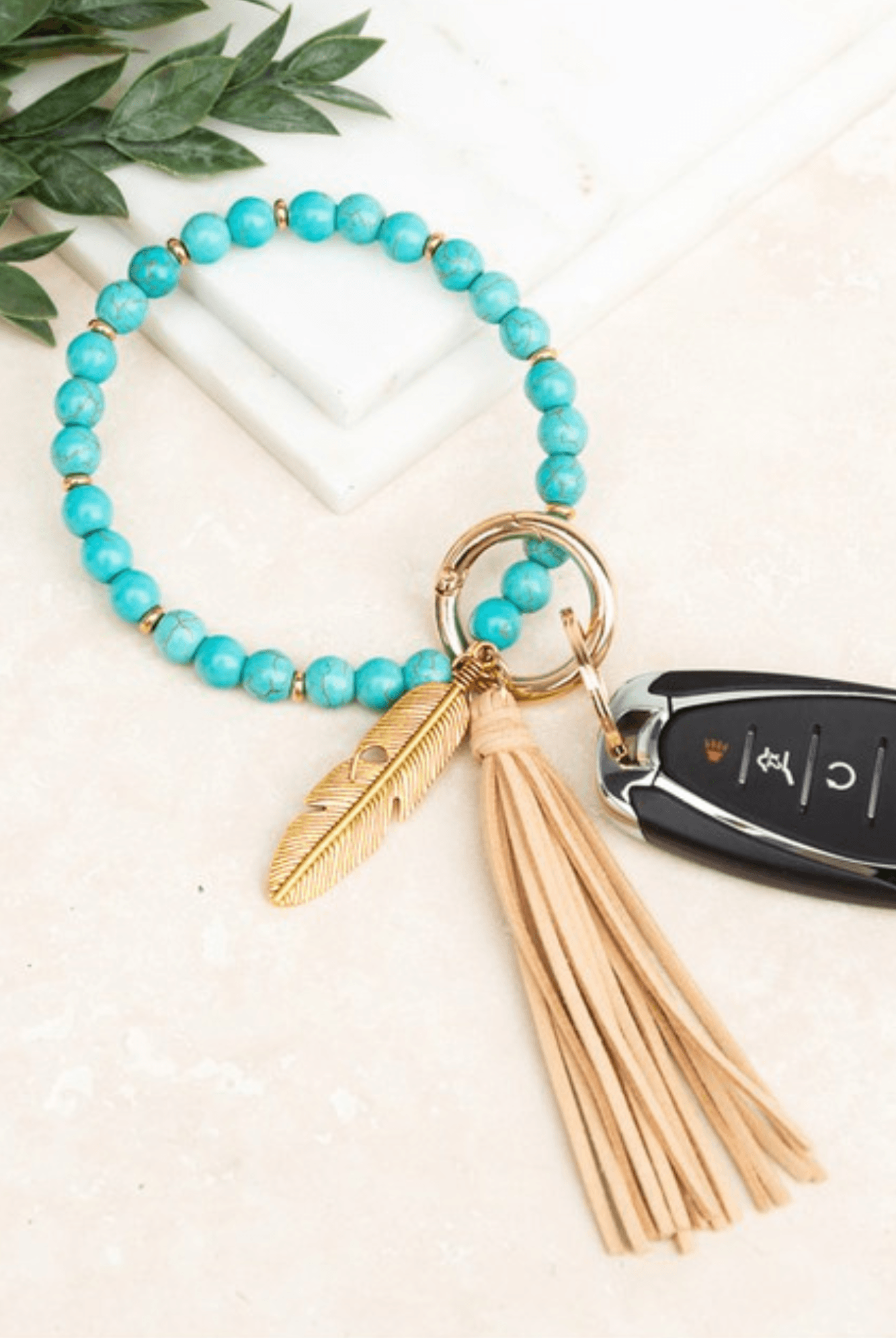 Boho Stone Key Ring Wristlet - Two Elevens Boutique