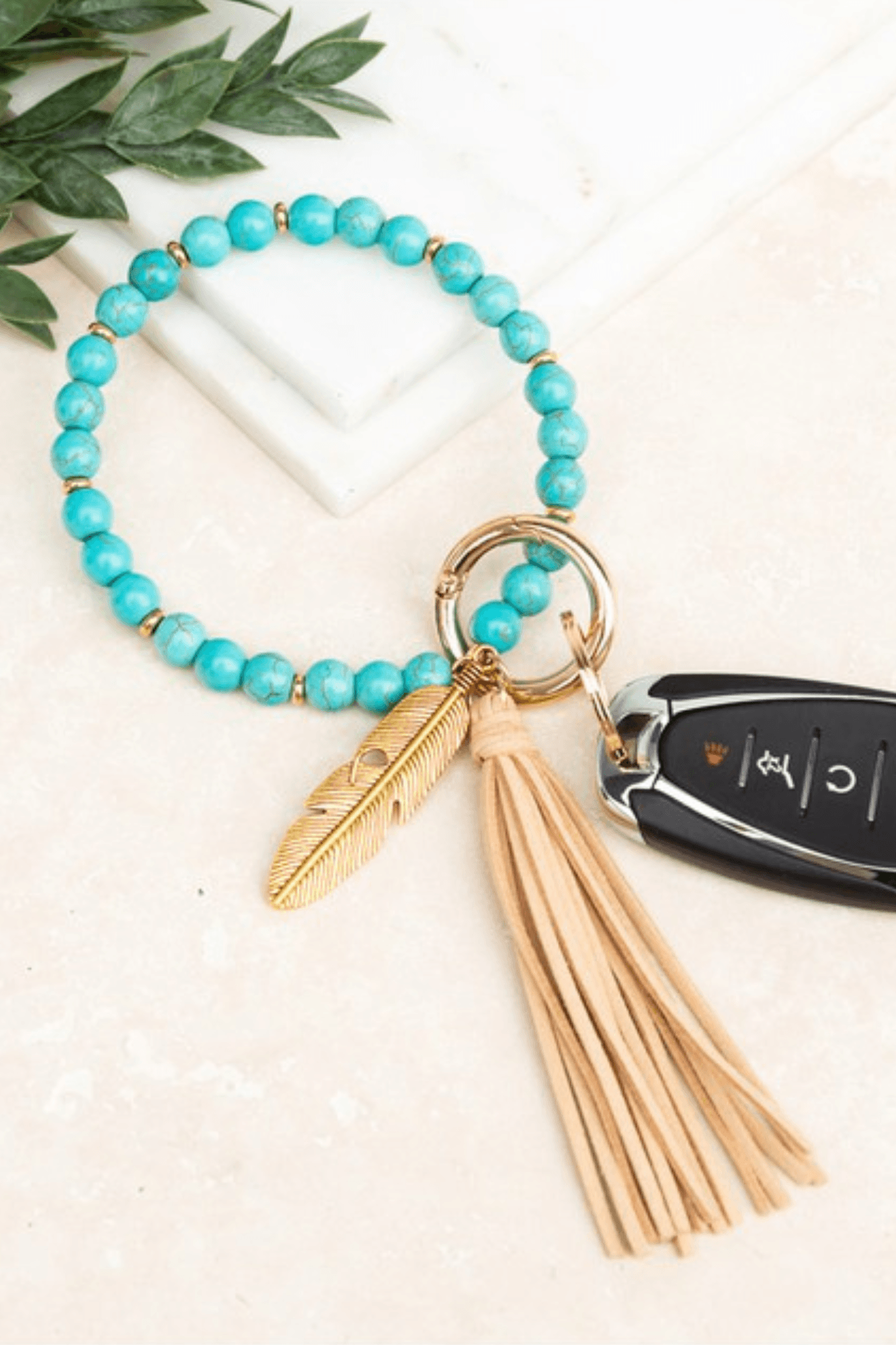 Boho Stone Key Ring Wristlet - Two Elevens Boutique