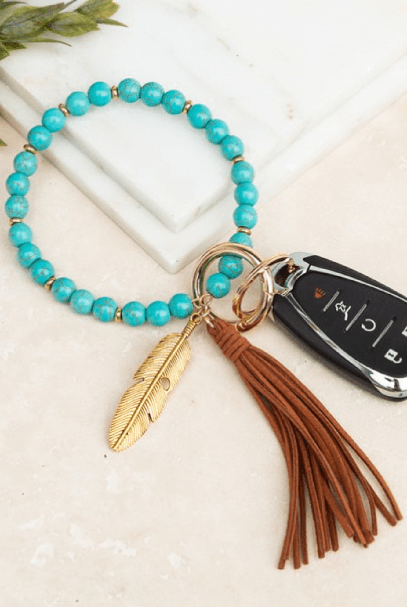Boho Stone Key Ring Wristlet - Two Elevens Boutique