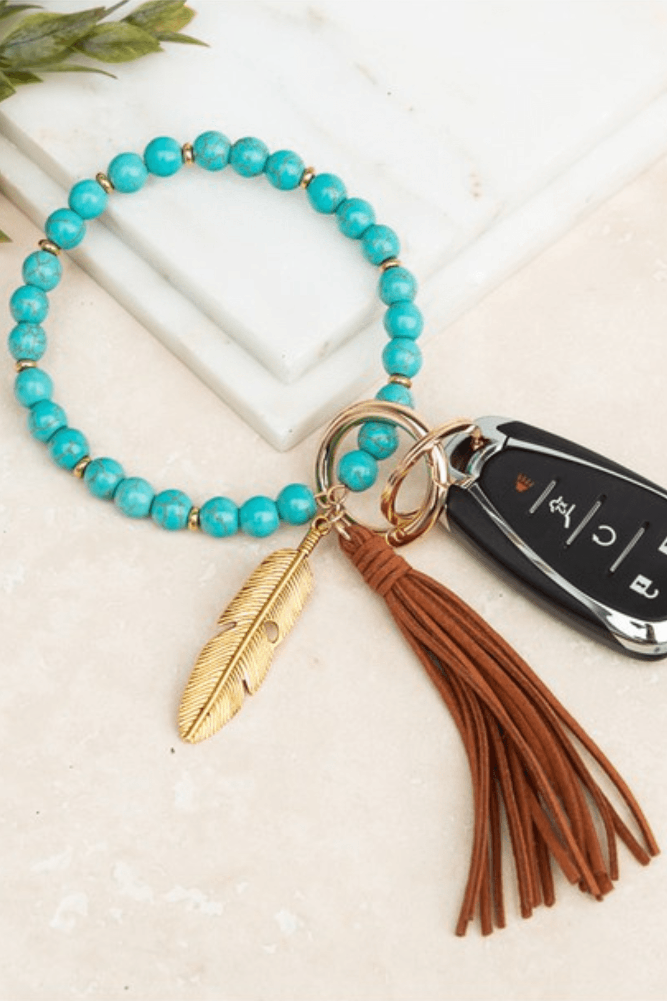 Boho Stone Key Ring Wristlet - Two Elevens Boutique