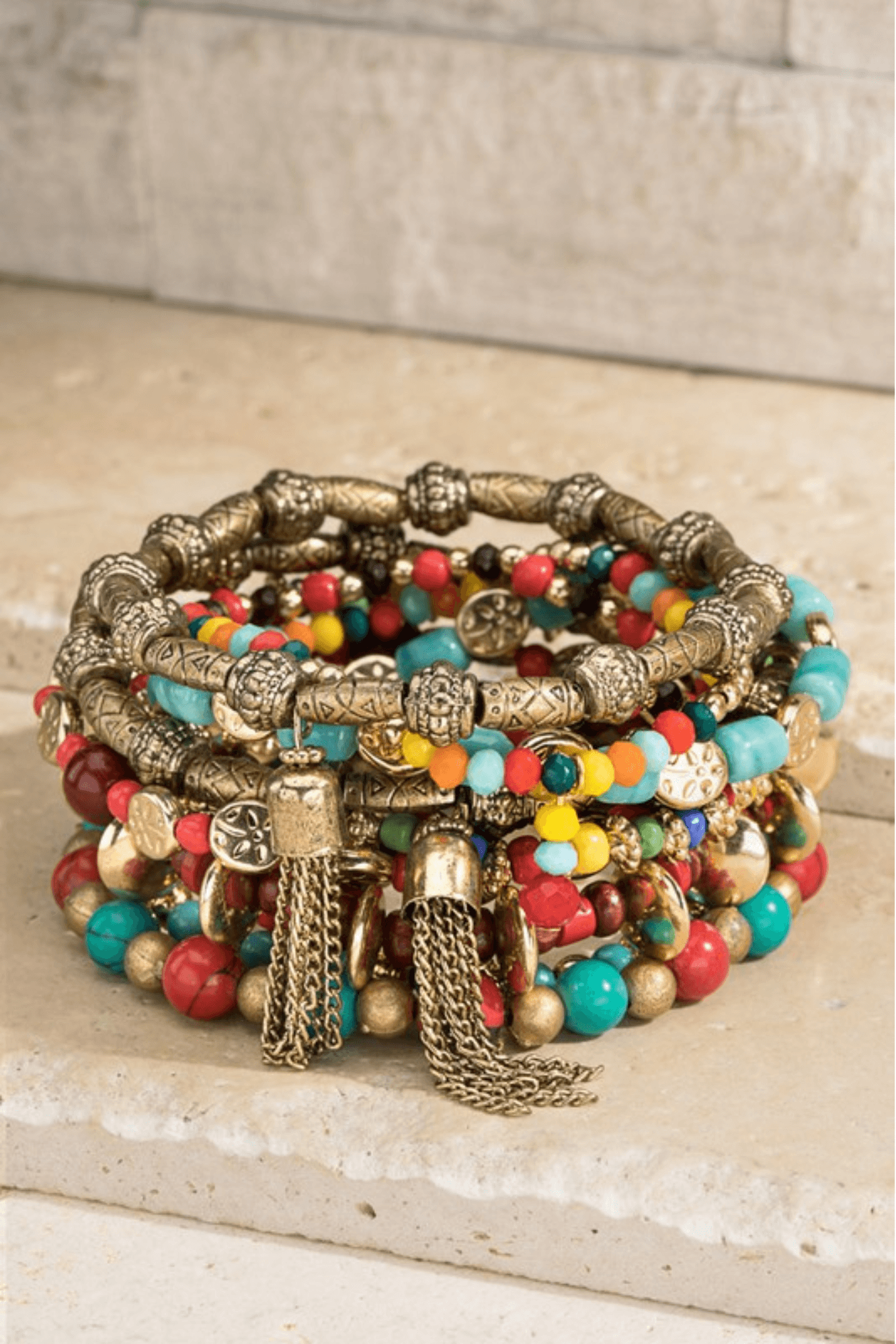 Colorful Mixed Beads Stacked Bracelet - Two Elevens Boutique
