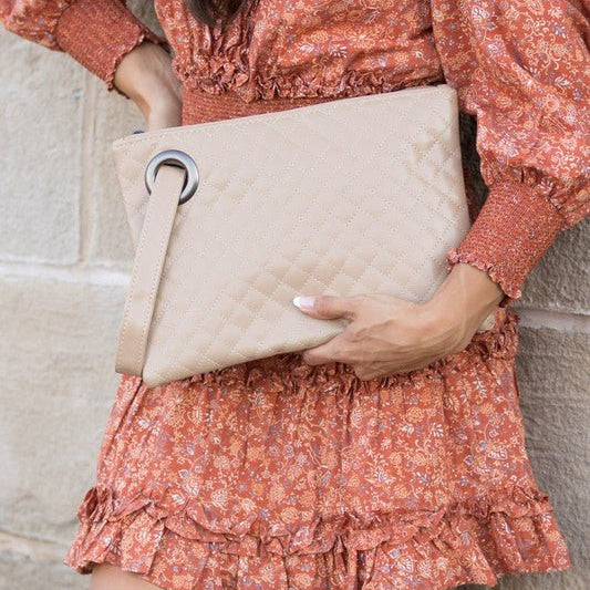 Quilted Faux Leather Clutch - Two Elevens Boutique