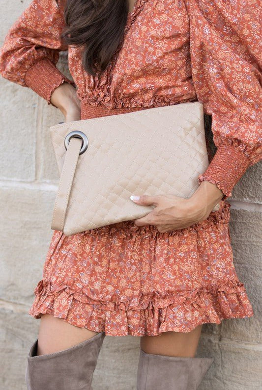 Quilted Faux Leather Clutch - Two Elevens Boutique