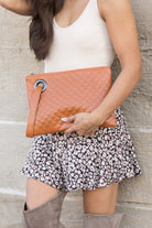 Quilted Faux Leather Clutch - Two Elevens Boutique