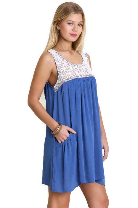 Umgee Sleeveless Dress with Lace Detail
