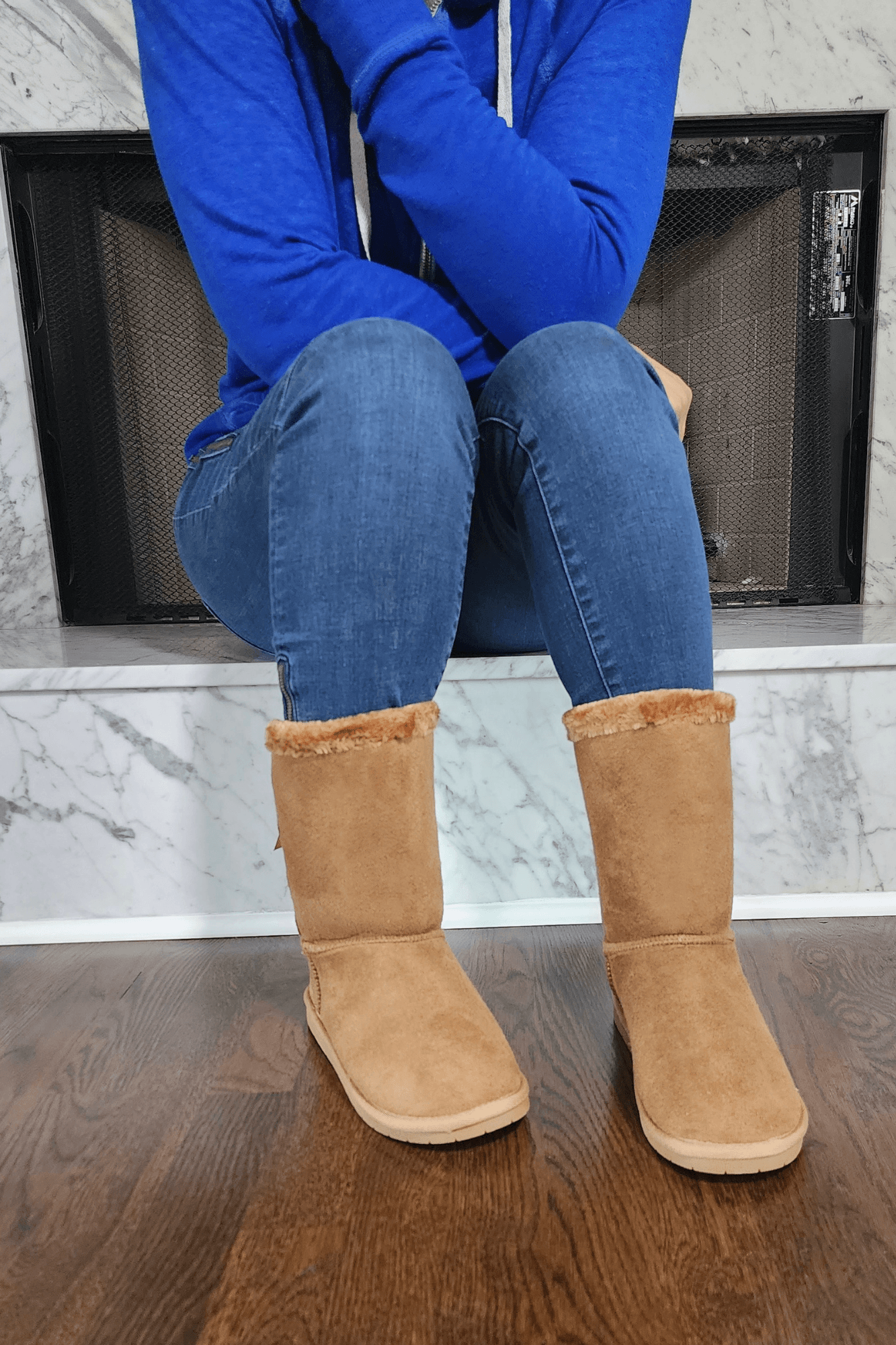 Tan Faux Fur Boots with Bow Tie Detail - Two Elevens Boutique