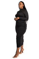 Two Piece Long Sleeve Ruched Top and Skirt Set - Two Elevens Boutique