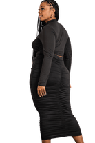 Two Piece Long Sleeve Ruched Top and Skirt Set - Two Elevens Boutique