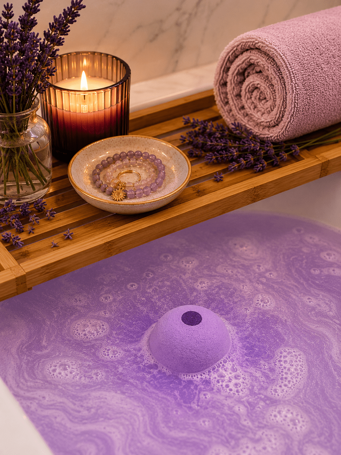 Amethyst Crystal Lavender Bath Bomb - Adorned Rebel