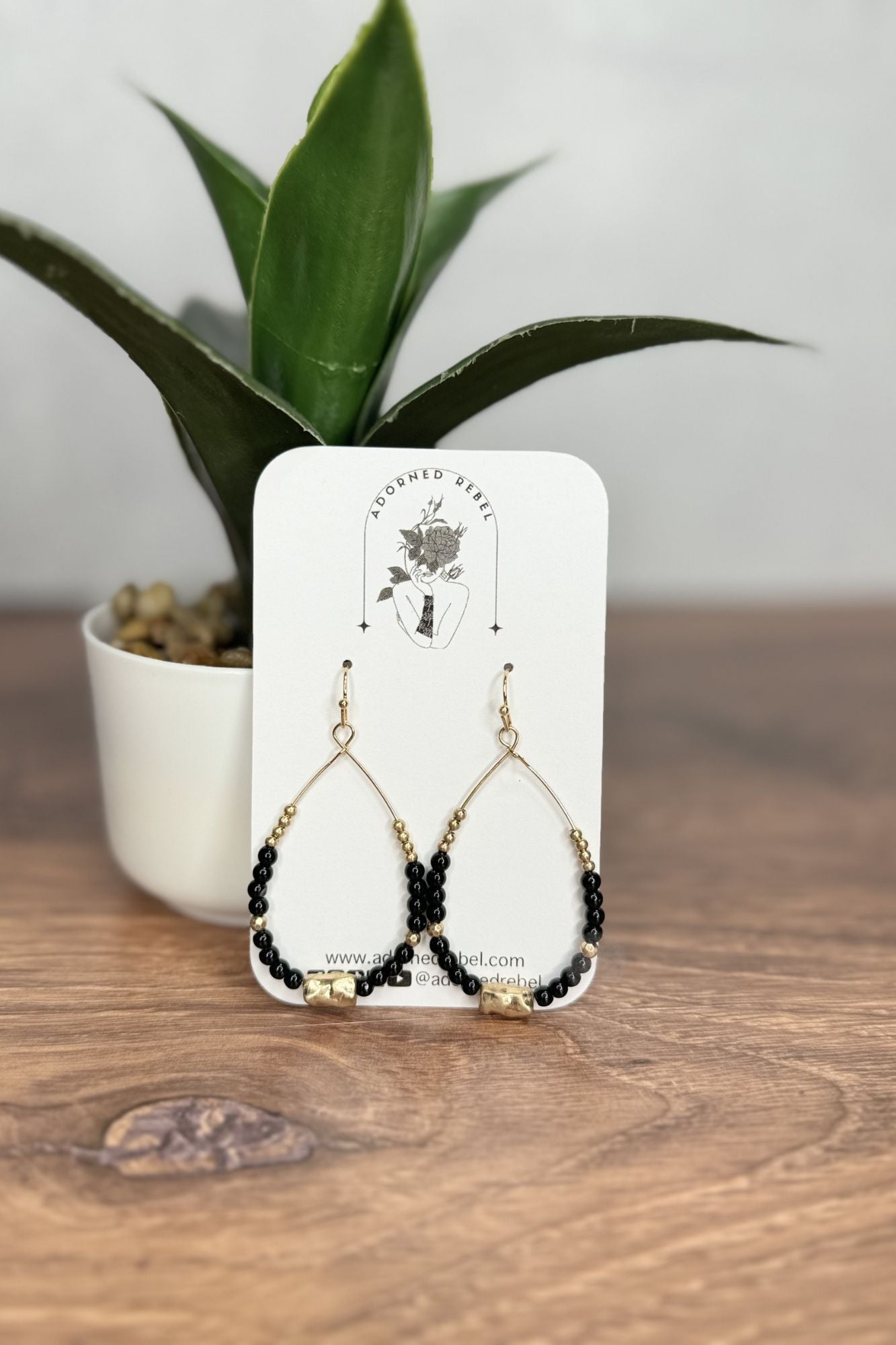 Beaded Stone Tear Drop Earrings - Adorned Rebel