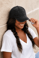 Black Mineral Washed Ball Cap - Adorned Rebel