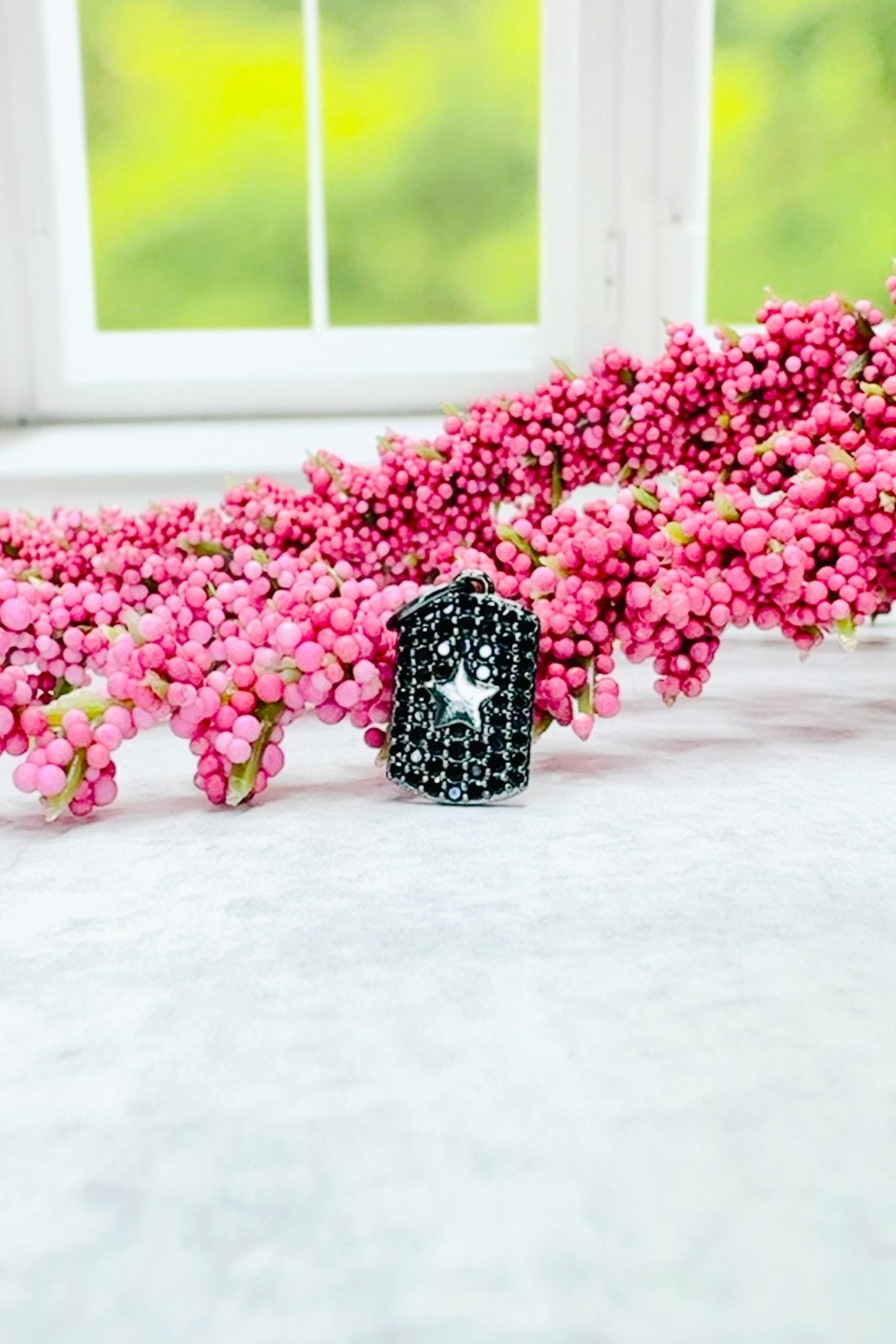 Black Star Logo Tag Charm - Adorned Rebel