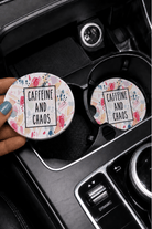 Caffeine & Chaos Car Coasters - Adorned Rebel
