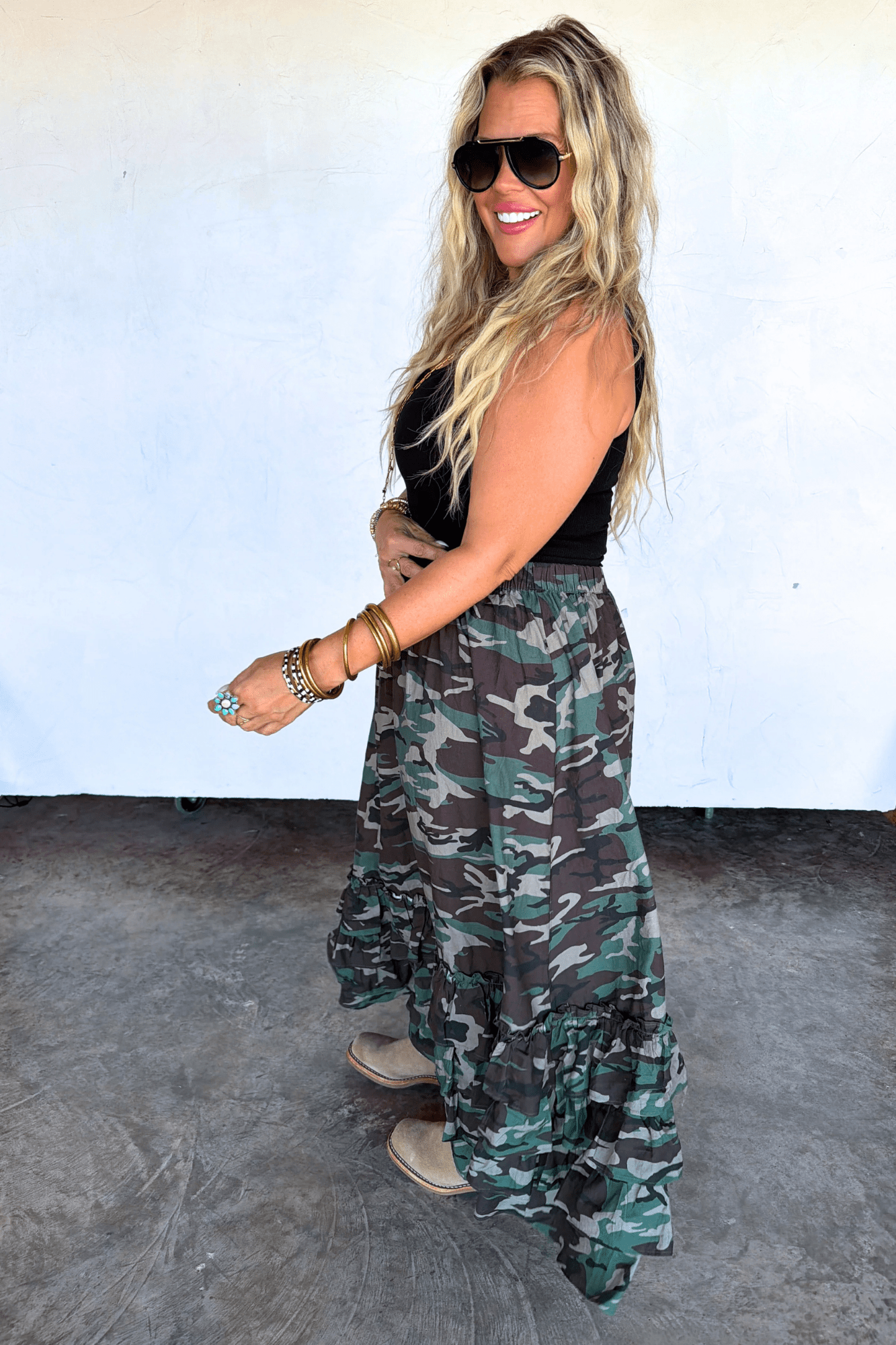 Camo Crush Maxi Skirt - Adorned Rebel