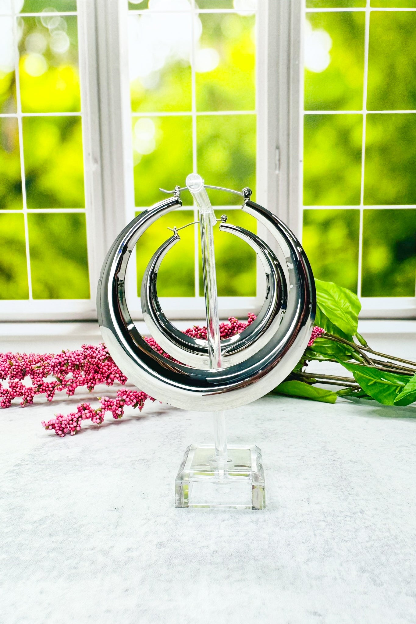 Chunky Silver Hoop Earrings - Adorned Rebel