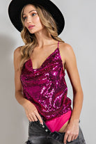 Cowl Neck Sequin Bodysuit | FINAL SALE - Adorned Rebel