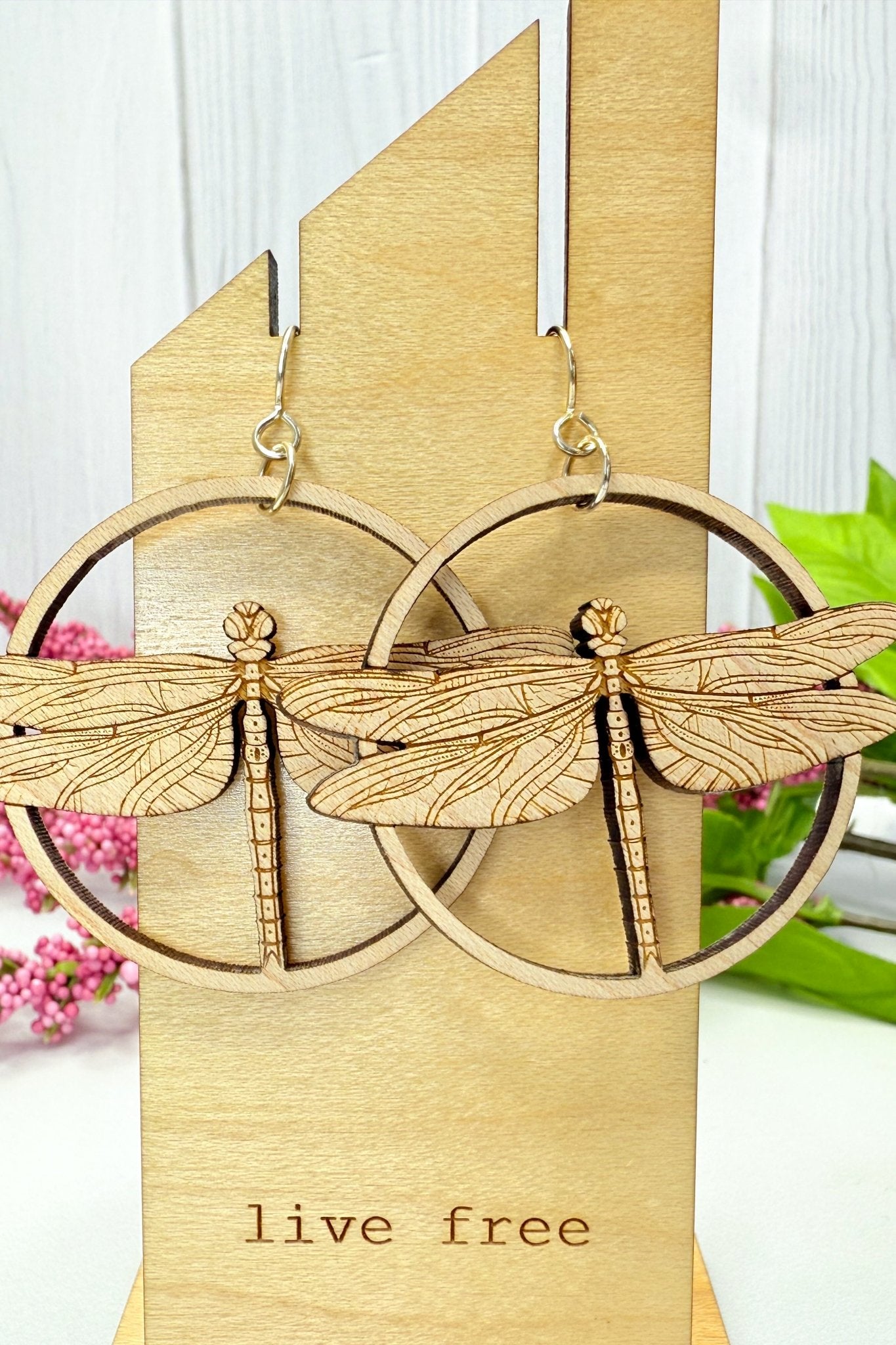 Dancing Dragonfly Wood Earrings - Adorned Rebel