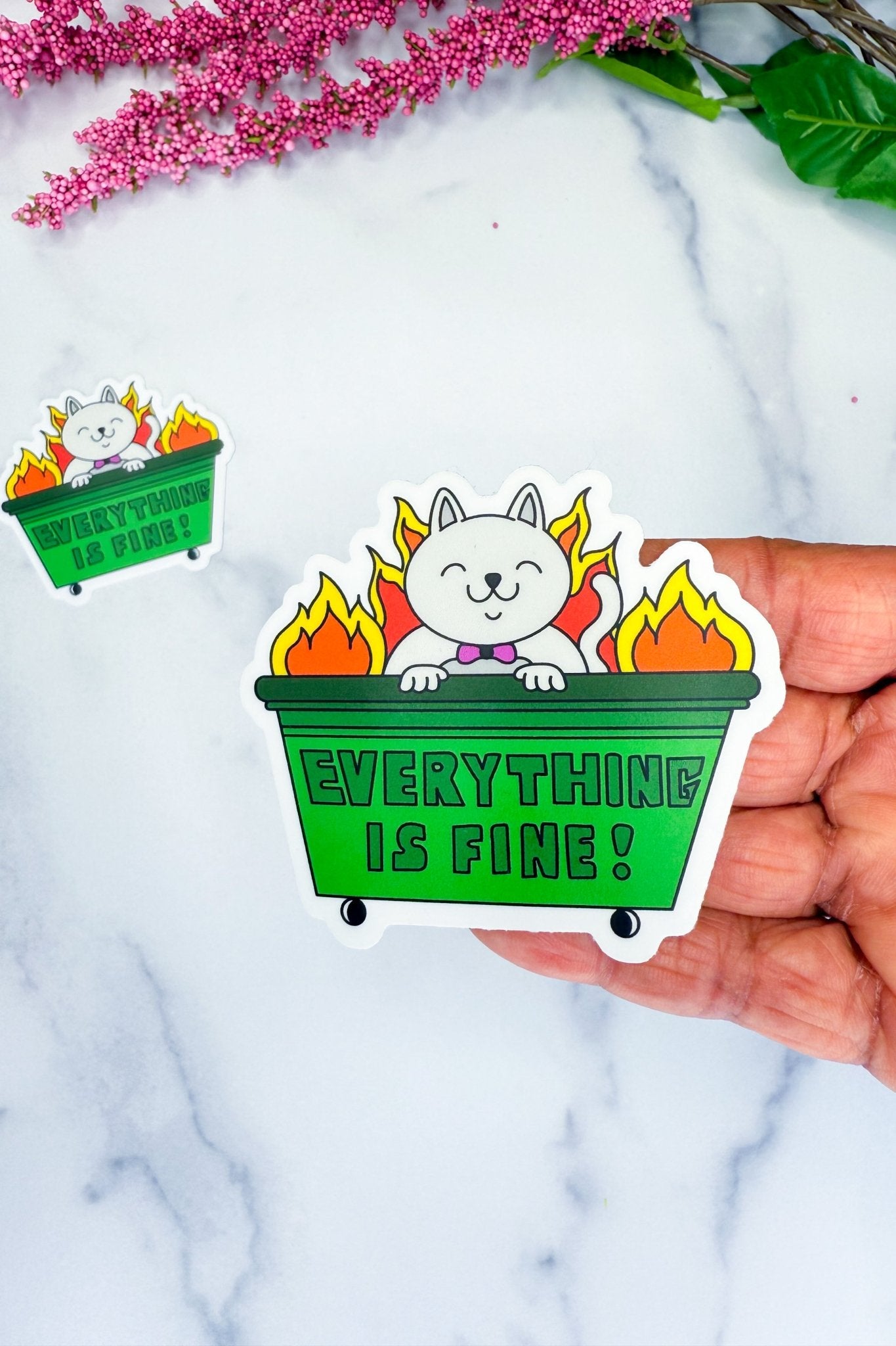 Everything is Fine Dumpster Fire Sticker - Adorned Rebel