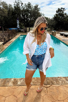 Evil Eye Beachy Button - Up | White - Adorned Rebel