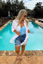 Evil Eye Beachy Button - Up | White - Adorned Rebel