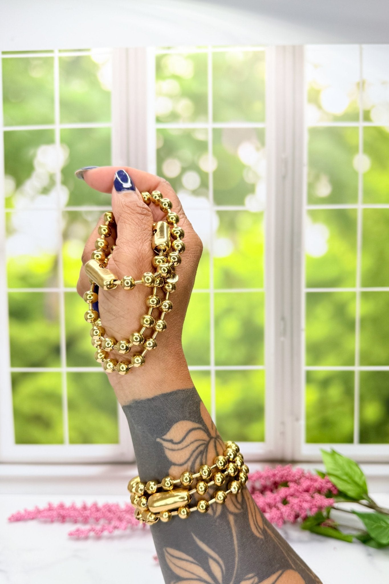 Gold Ball & Chain Bracelet - Adorned Rebel