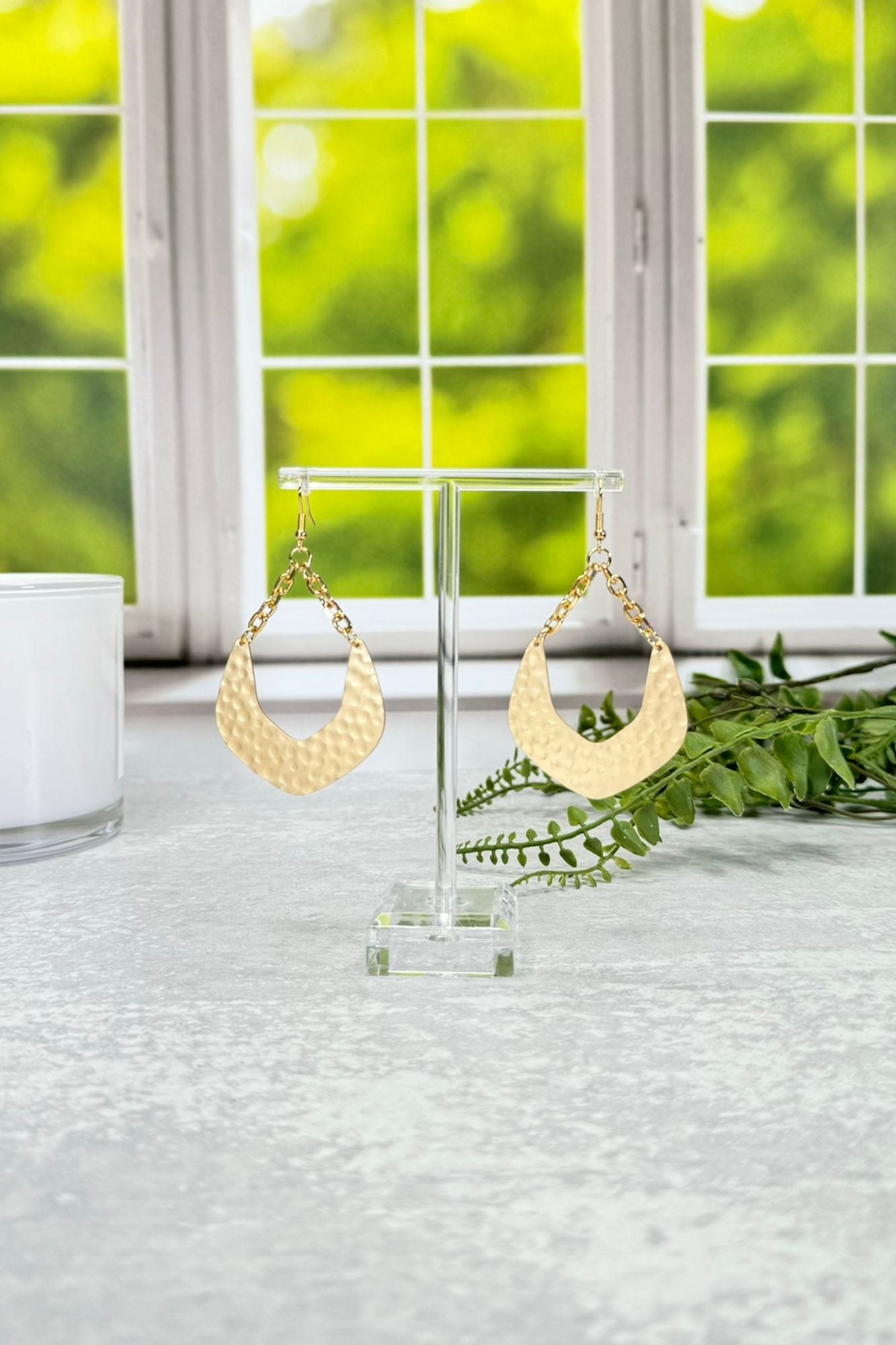 Gold Link Hammered Earrings - Adorned Rebel