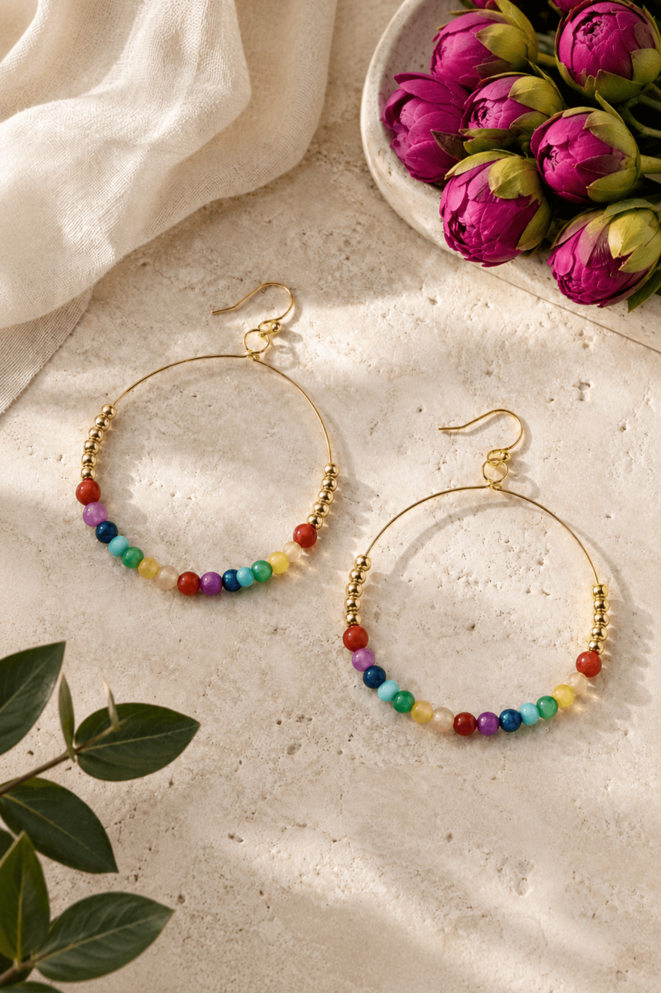 Natural Stone Circle Earrings - Adorned Rebel