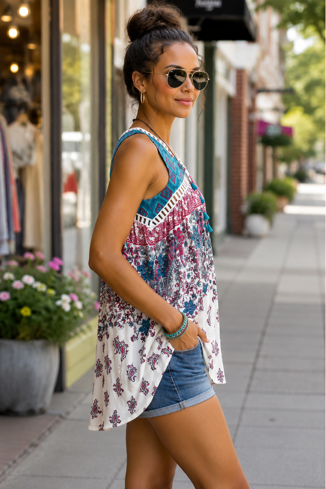 Paisley Print Sleeveless Tunic - Adorned Rebel