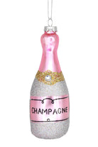 Pink Glitter Champagne Bottle Ornament - Adorned Rebel