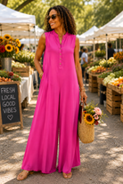 Radiant Pink Wide - Leg Jumpsuit - Adorned Rebel