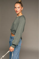 Raglan Long Sleeve Cropped Pullover - Adorned Rebel