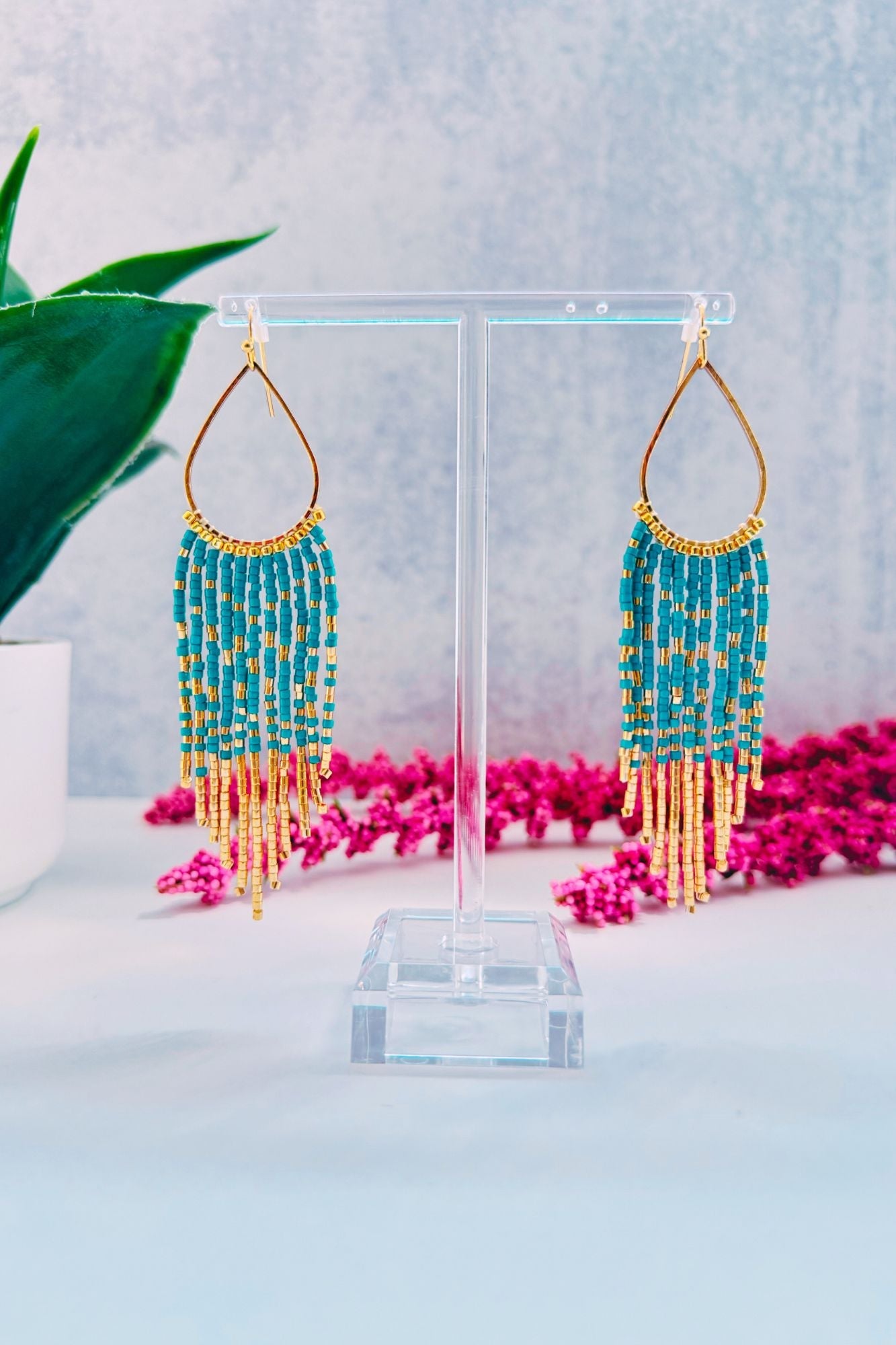 Sahara Teal Cascade Earrings - Adorned Rebel