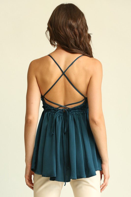 Satin Halter Open Back Top - Adorned Rebel