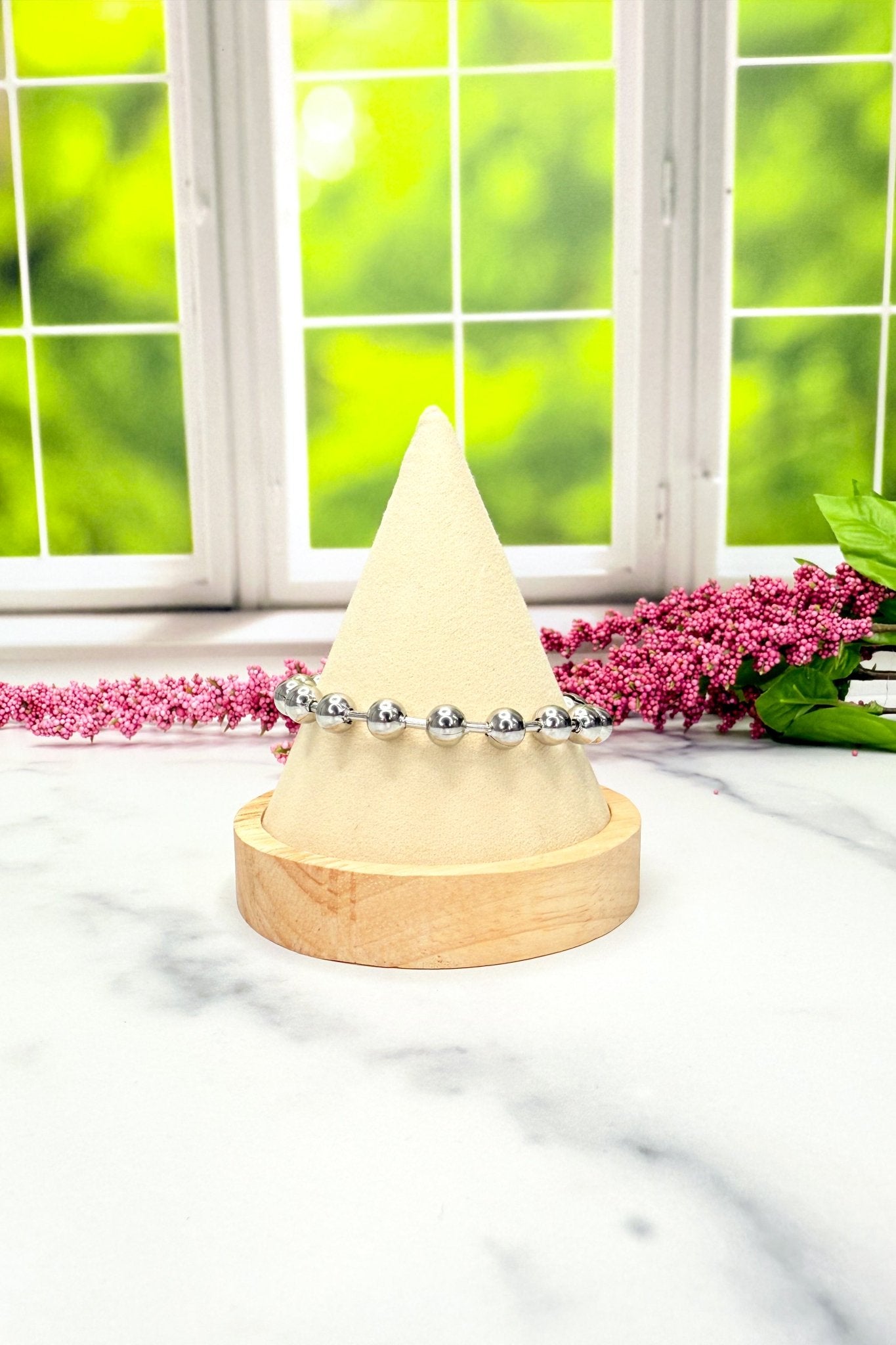 Silver Ball & Chain Bracelet - Adorned Rebel