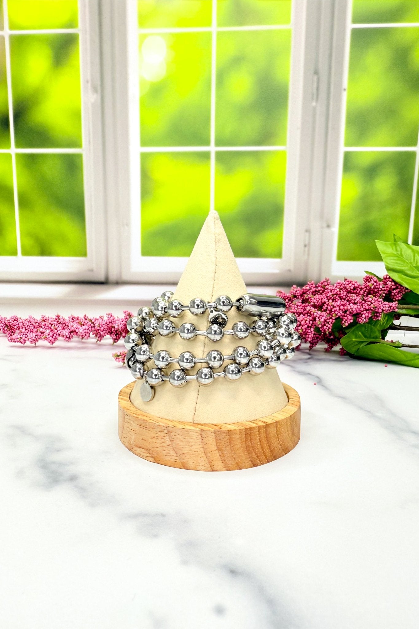 Silver Ball & Chain Bracelet - Adorned Rebel