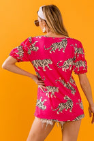 Vibrant Pink Tiger Tee - Adorned Rebel