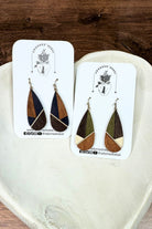 Wood Color Block Drop Earrings - Adorned Rebel